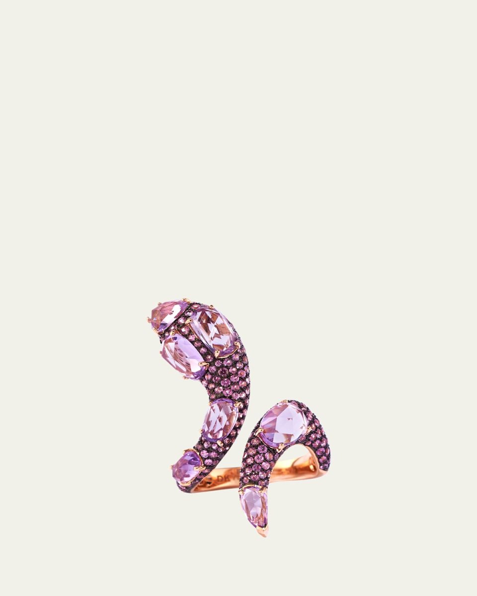 18K Rose Gold Serpente Di Luce Ring with Pink Sapphires